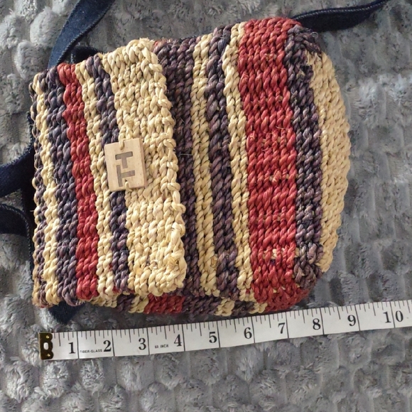 Tommy Hilfiger Striped Woven Mini Bag - Red, Blue, Tan - Picture 11 of 13